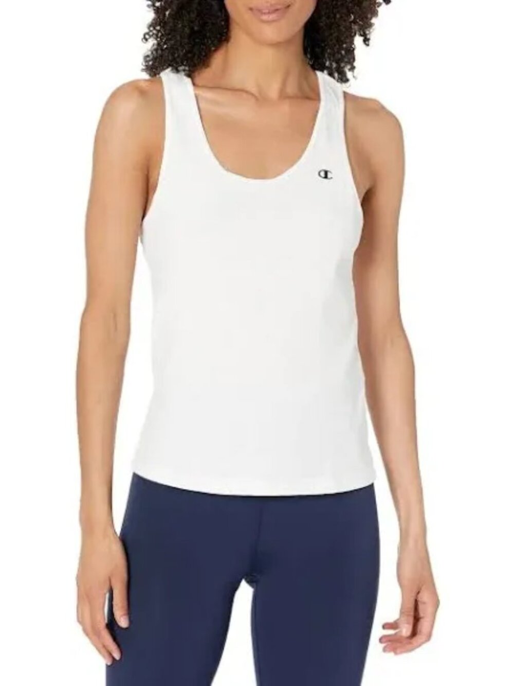 Champion White Tank Top, Size Medium, Black Chest Logo